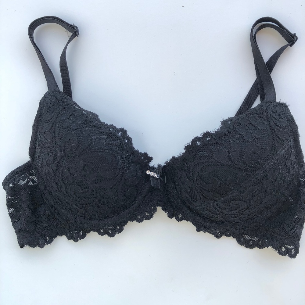 Smart & Sexy Black Lace Push Up Bra 34B